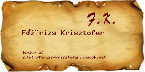 Fórizs Krisztofer névjegykártya